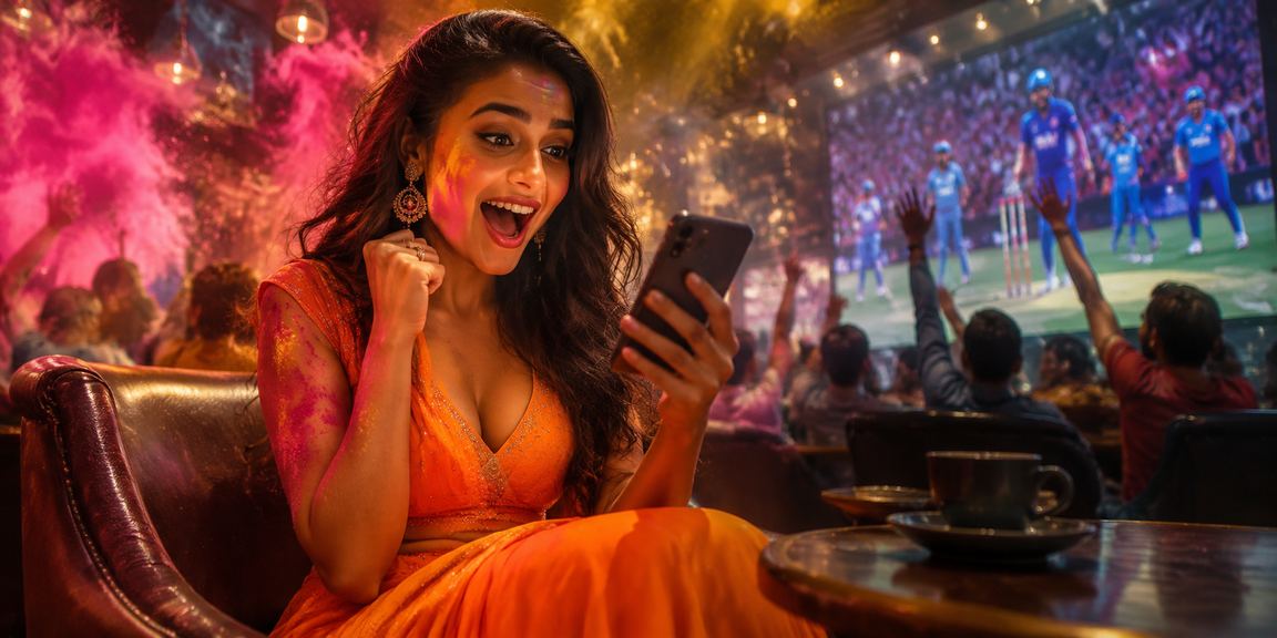 Fans celebrating cricket with Holi colors in India